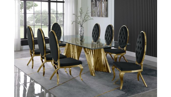 Kappa Large Glass Top Dining Table, Large Glass Dining Room Table And Chairs