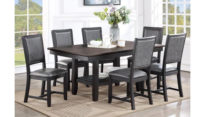 Keely Rustic Black Dining Table Set