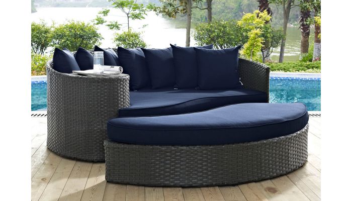 Keiran Outdoor Daybed Set, Wicker Patio Daybed Set