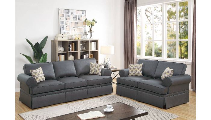 Lily Grey Linen Slipcover Sofa Set
