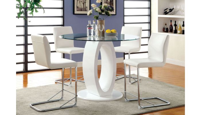 Lodia White Counter Height Table Set