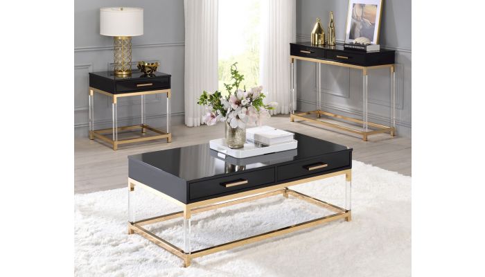 Logan Black Coffee Table With Drawers, Black Coffee Tables For Living Room