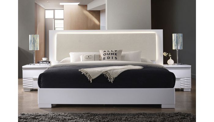 modern platform bed with lights