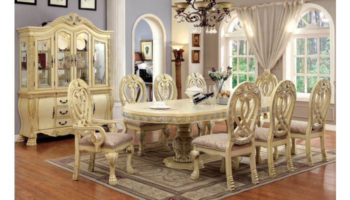Majesta Antique White Dining Set, Antique White Dining Room Set