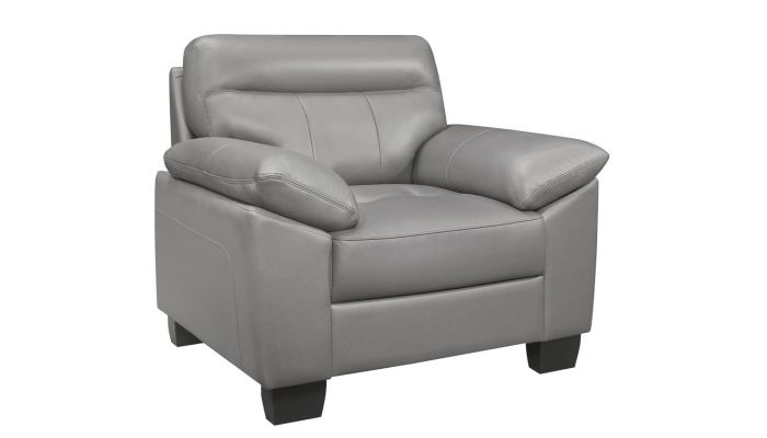 Makeda Genuine Leather Sofa, Grey Leather Sofa And Chair Set