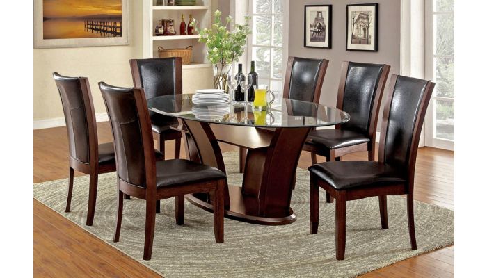 Manhattan Oval Glass Top Table Set, Dining Room Sets With Glass Top Tables