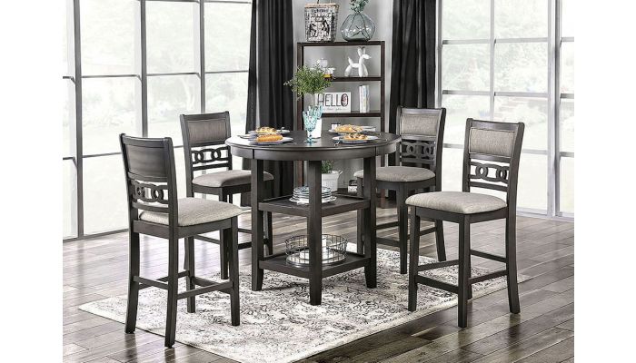 Manton Round Pub Table Set, Round Pub Table With 6 Chairs