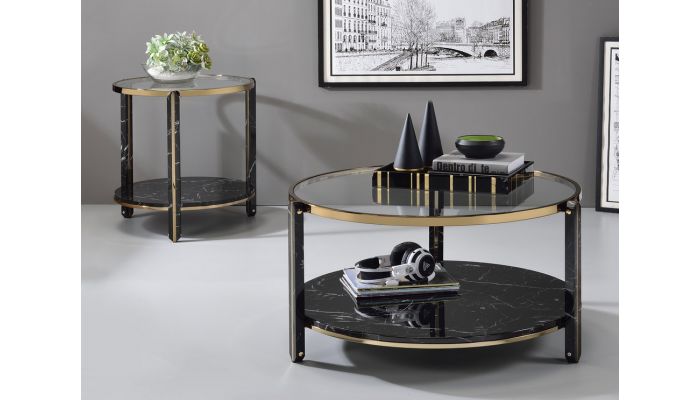 Maxine Black Faux Marble Coffee Table