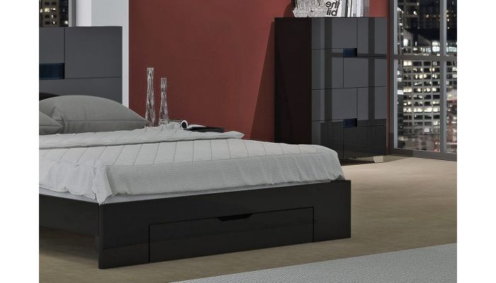 Misty Black Lacquer Bed Collection, Black Lacquer Headboard Queen Size