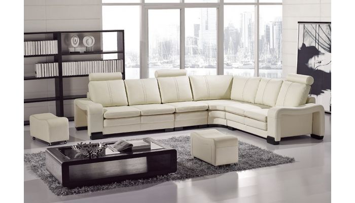 Modern Style Sectional With Ottomans L 213,Ivory Leather Sectional Armrests & Ottoman,Ivory Leather Armless Chair,Ivory Leather Sectional Storage Armrest
