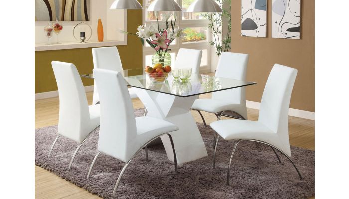 Monique White Modern Dining Table Set, Beautiful Dining Table And Chairs