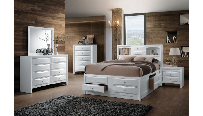 Monton White Finish Bed With Drawers