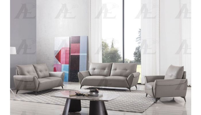 Gerson Warm Gray Leather Living Room