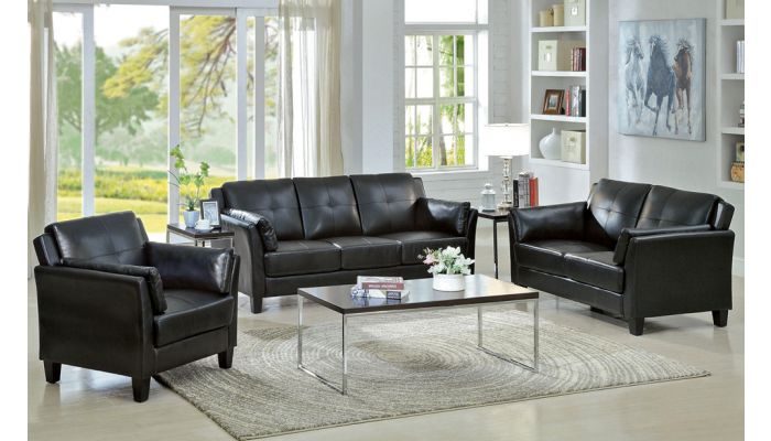 Myra Black Leather Sofa