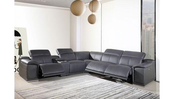 Nieves Italian Leather Sectional, Nevio Leather Power Reclining Sectional Sofa
