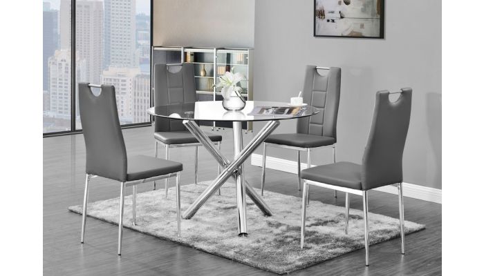 Oradell Round Glass Top Dining Table Set, Small Round Glass Top Kitchen Table And Chairs
