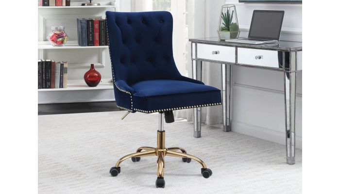 Paisley Navy Blue Velvet Office Chair