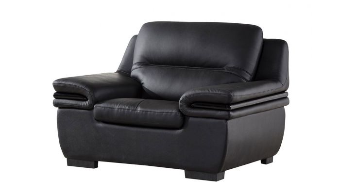 Panda Black Genuine Leather Sofa, Genuine Leather Chair