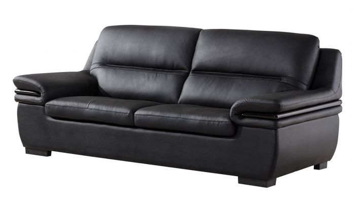 Panda Black Genuine Leather Sofa, Pure Leather Sofa Sets