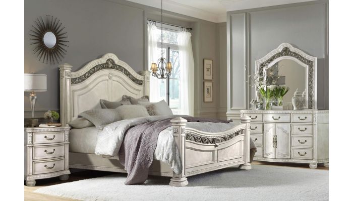Perseus Victorian Style Bed White Wash