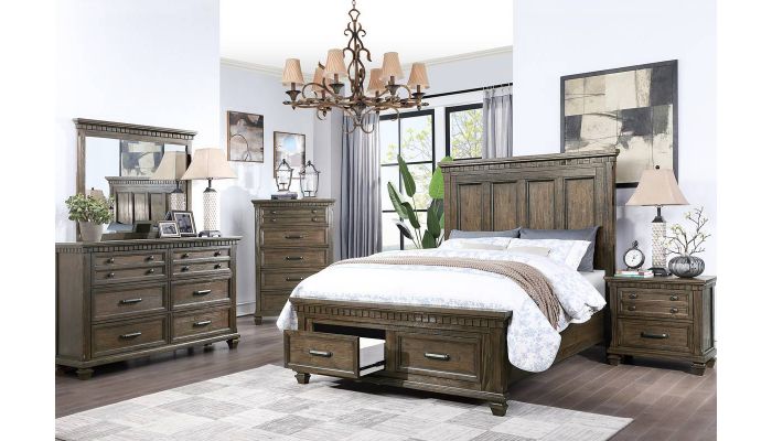 Premly Rustic Brown Finish Storage Bed