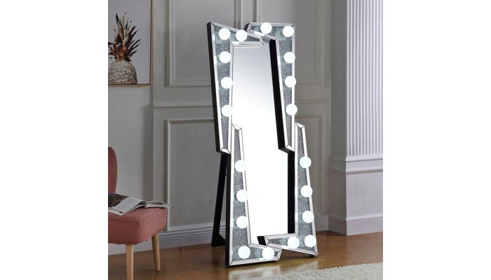 floor mirror with lights around it