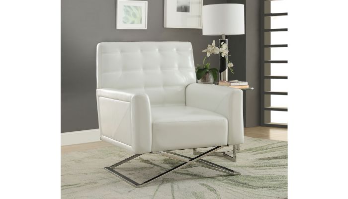 Raffi White Leather Accent Chair, White Leather Accent Chair
