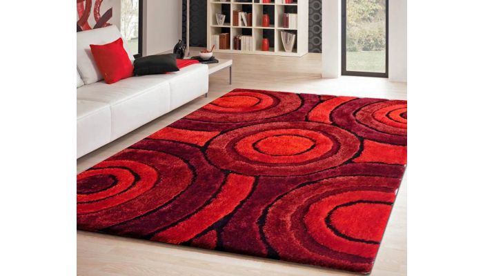 Contemporary Rug 110 Red, Red Living Room Rugs
