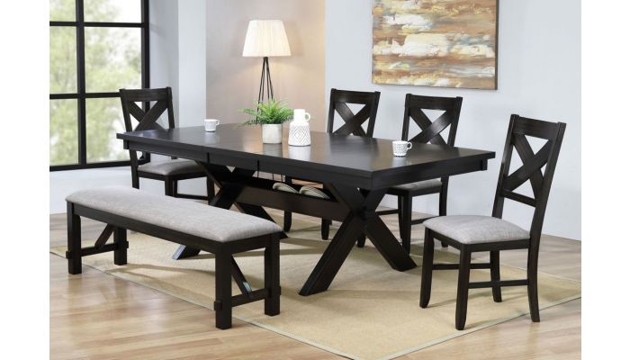 Venta Black Dining Table Set With Bench En Stock