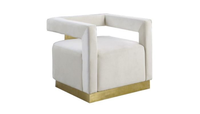 Saba Beige Velvet Modern Accent Chair