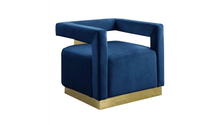 Saba Blue Velvet Accent Chair Gold Base