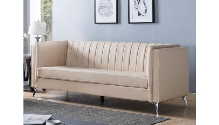 Samira Cream Leather Sofa, Cream Leather Furniture
