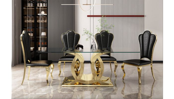 Serenia Gold Glass Top Dining Table