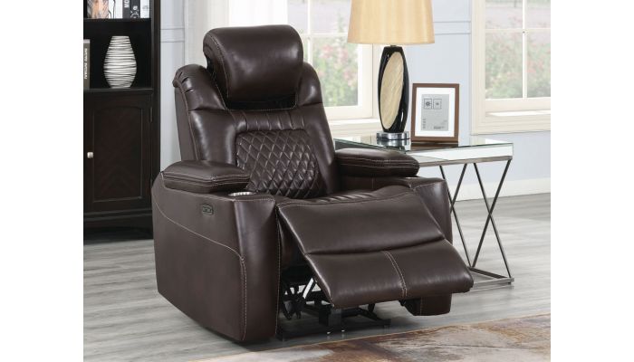 Sy Espresso Leather Power Recliner Sofa, Espresso Leather Reclining Chair