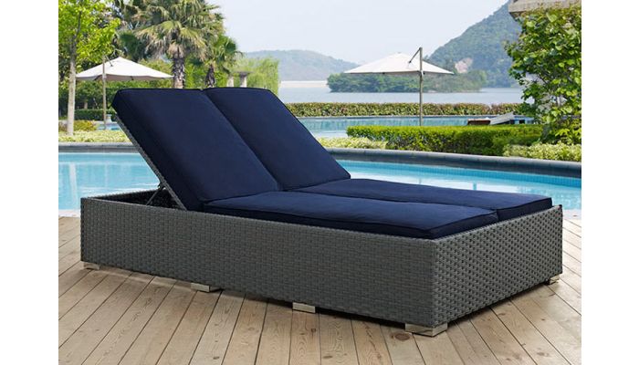 Sojourn Outdoor Double Chaise Lounge, Double Patio Chaise Lounge