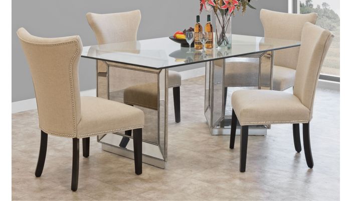 Sophia Mirrored Dining Table Collection, Mirrored Dining Room Table