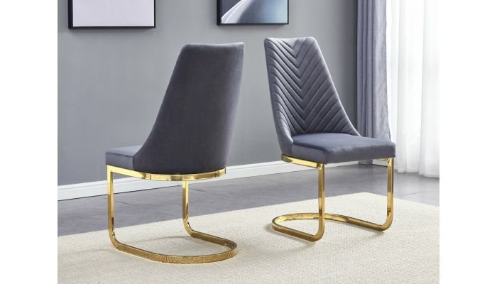 Stanford Grey Velvet Dining Chairs Gold, Pictures Of Gold Upholstered Dining Chairs