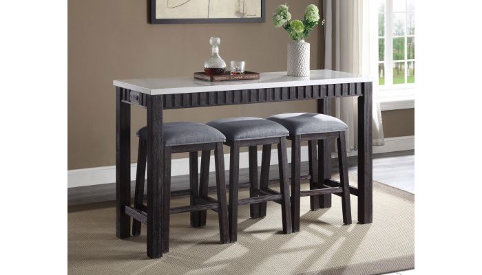 Starus Marble Top Table Set With Stools