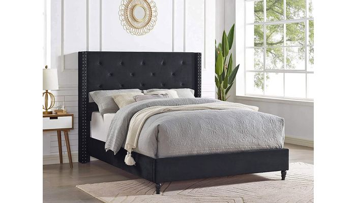 Stratus Black Velvet Bed, Black Velvet Bed Frame