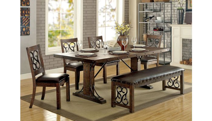 Tamilo Traditional Dining Table Set, Rustic Dining Room Table