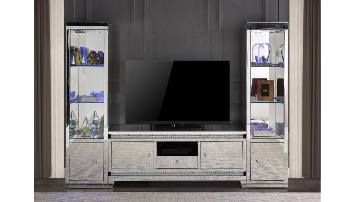 Tansy Mirrored Tv Stand, Mirrored Media Stand