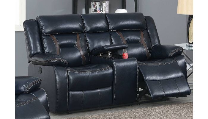 Theodore Ink Blue Leather Recliner Sofa, Blue Leather Recliner Chair Canada