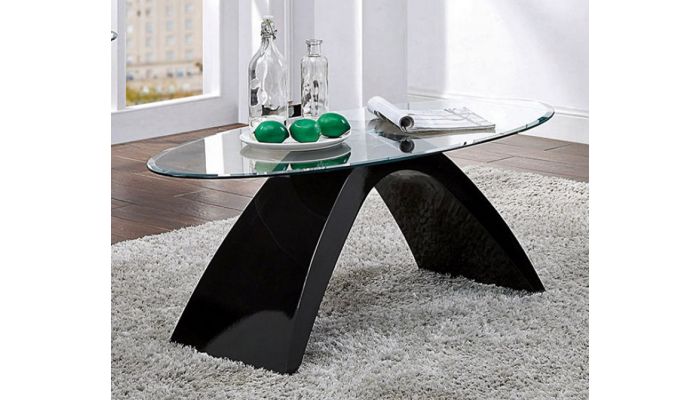 Tyra Black Lacquer Glass Top Coffee Table