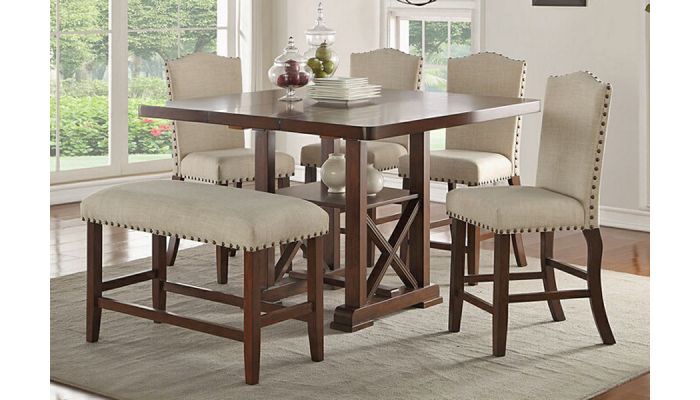 Vanon Counter High Table Set, Counter High Dining Table Chairs
