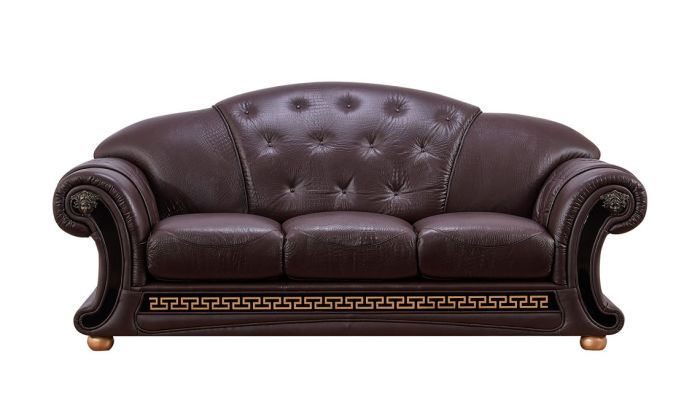 Noci Brown Crocodile Embossed Leather Sofa, Crocodile Leather Couch