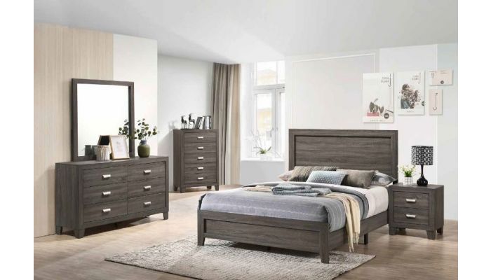 Vicky Rustic Grey Modern Bedroom Set
