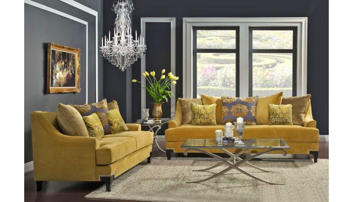 Viscotti Gold Fabric Classic Sofa