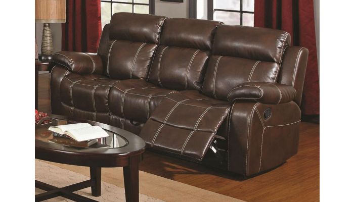Walter Brown Leather Recliner Sofa, Double Reclining Leather Sofa