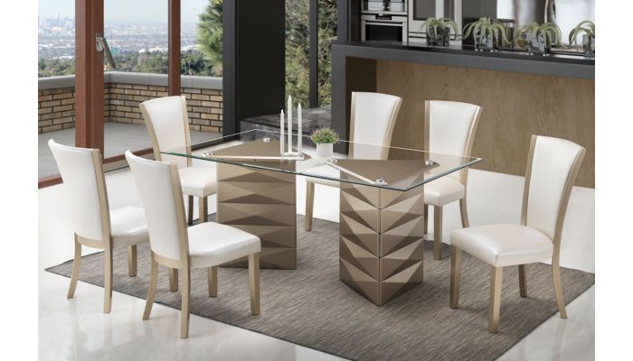 Wilmer Gold Finish Dining Table Set