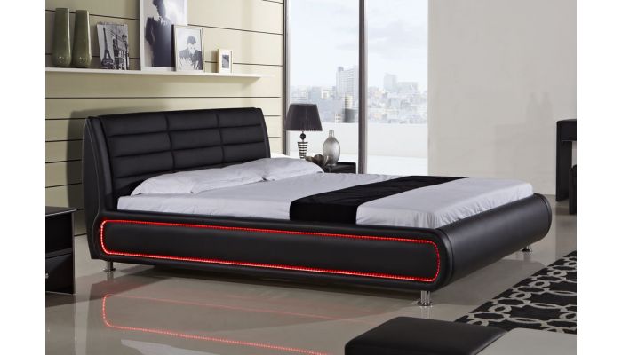 Zen Modern Black Leather Bed